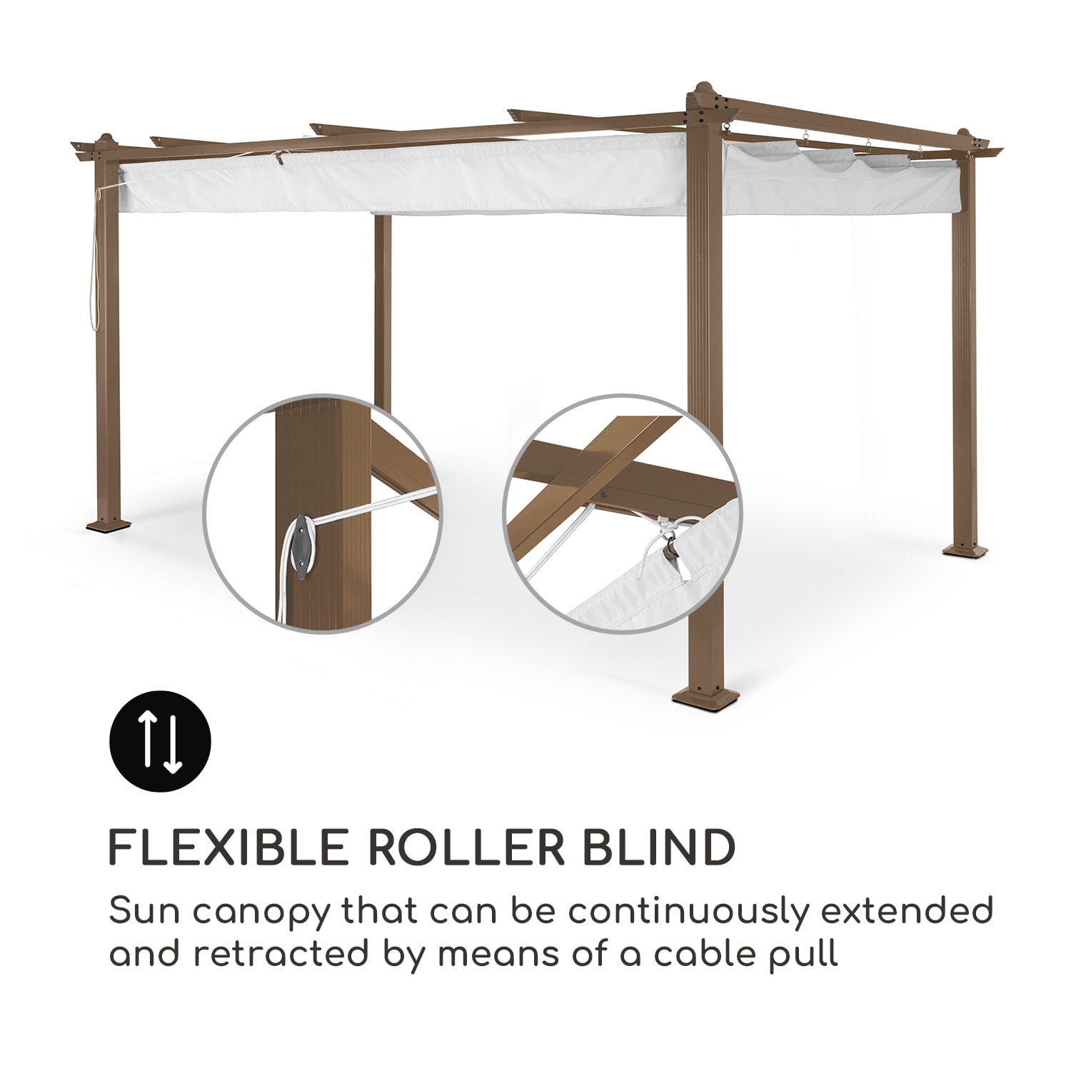 Blumfeldt Pantheon Rust Pergola, náhradná strecha, 200 g/m², polyesterová tkanina, 3 x 4 m, vrátane lankového tiahla – Obrázok 2