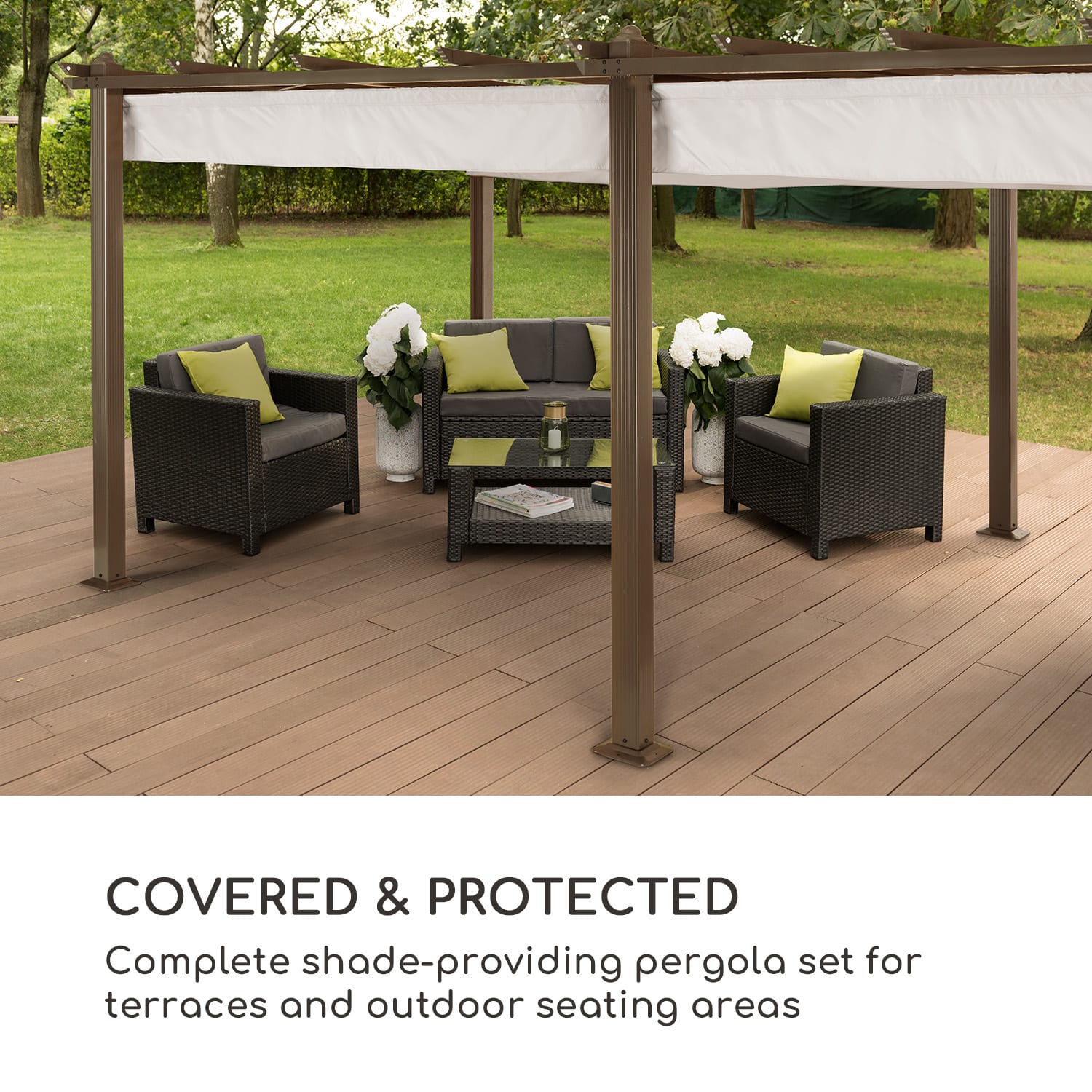 Blumfeldt Pantheon Rust Pergola, náhradná strecha 200 g/m², polyesterová tkanina, 3x6 m, vrátane lankového tiahla
