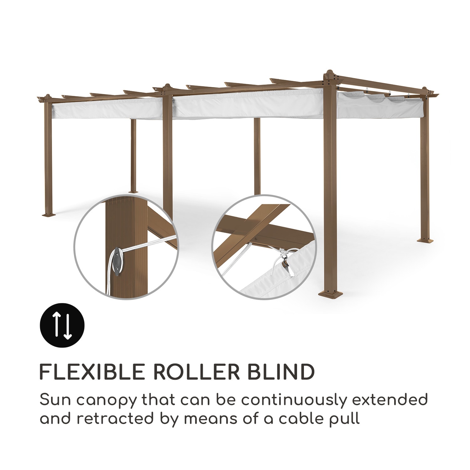 Blumfeldt Pantheon Rust Pergola, náhradná strecha 200 g/m², polyesterová tkanina, 3x6 m, vrátane lankového tiahla – Obrázok 2