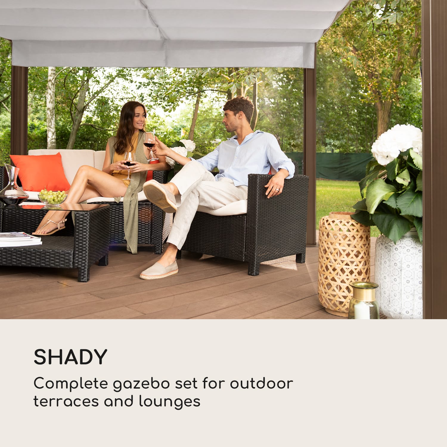 Blumfeldt Pantheon Cortina Pergola, súprava náhradných bočných stien: 4 steny, 200 g/m², polyesterová tkanina, 3 x 3 m
