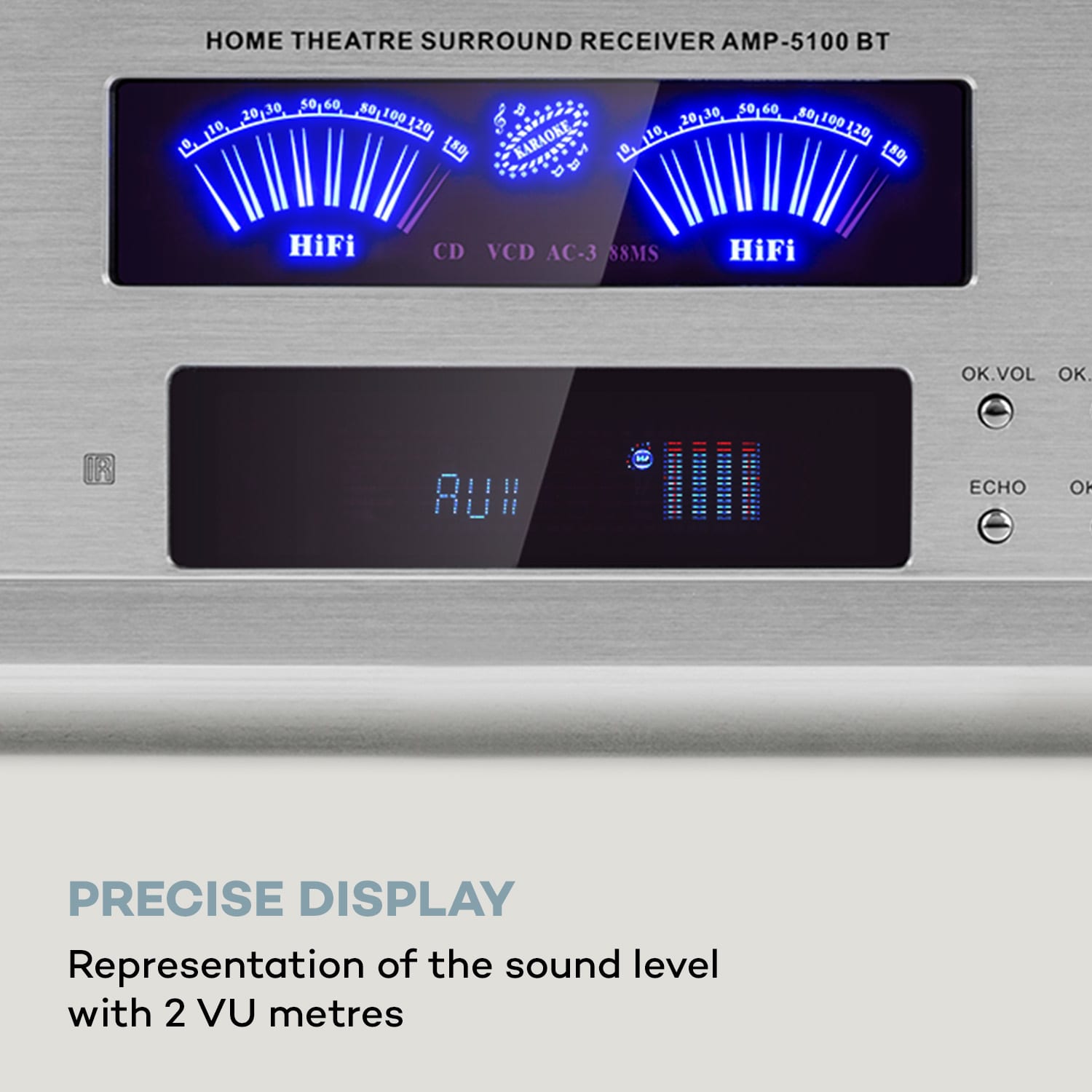 Auna AMP 5100 BT, stereo zosilňovač, 2 × 120 W + 3 × 50 W RMS, BT – Obrázok 4