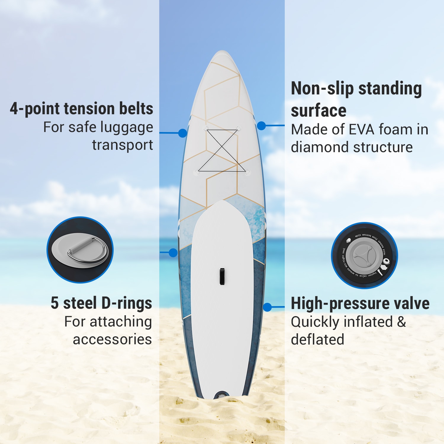 Capital Sports Lanikai Cruiser 10.8, nafukovací paddelboard, súprava so SUP doskou, 330 × 77 × 15 – Obrázok 2