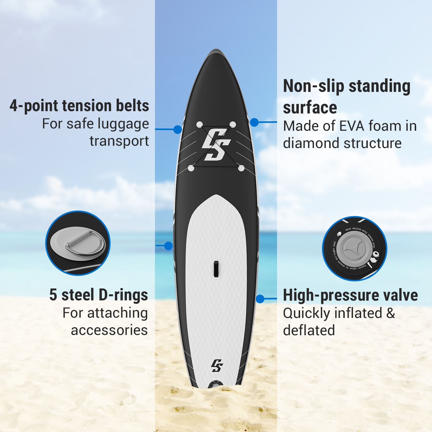 Capital Sports Lanikai Cruiser 10.8, nafukovací paddelboard, súprava so SUP doskou, 330 × 77 × 15 – Obrázok 2