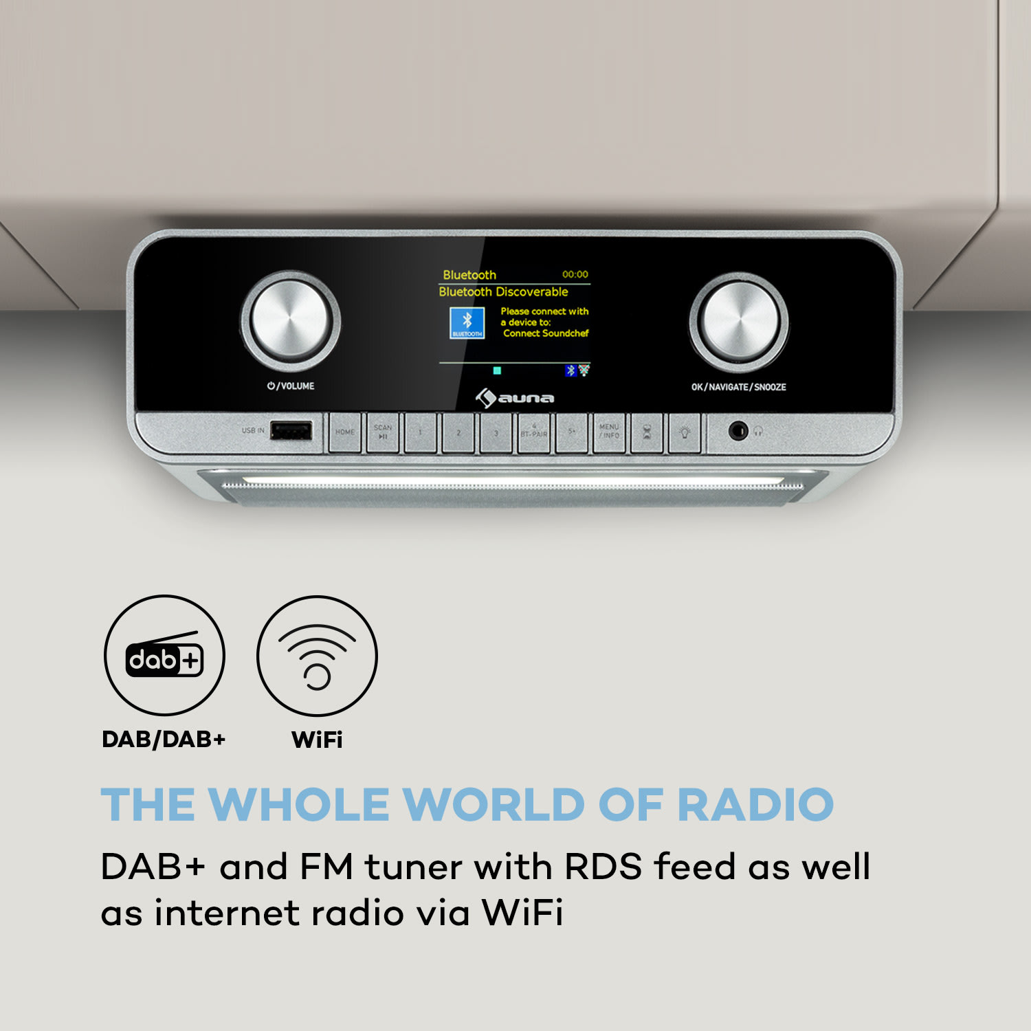 Auna Connect Soundchef MKII, kuchynské rádio na zabudovanie, internetové rádio, DAB+, UKW, reproduktory 2x3" – Obrázok 3