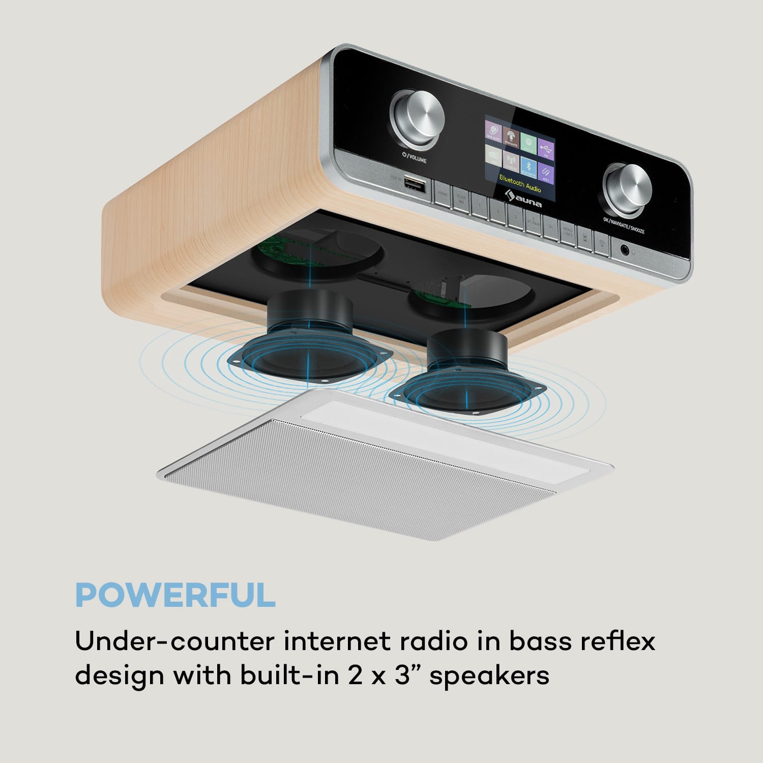 Auna Connect Soundchef MKII, kuchynské rádio na zabudovanie, internetové rádio, DAB+, UKW, reproduktory 2x3" – Obrázok 2
