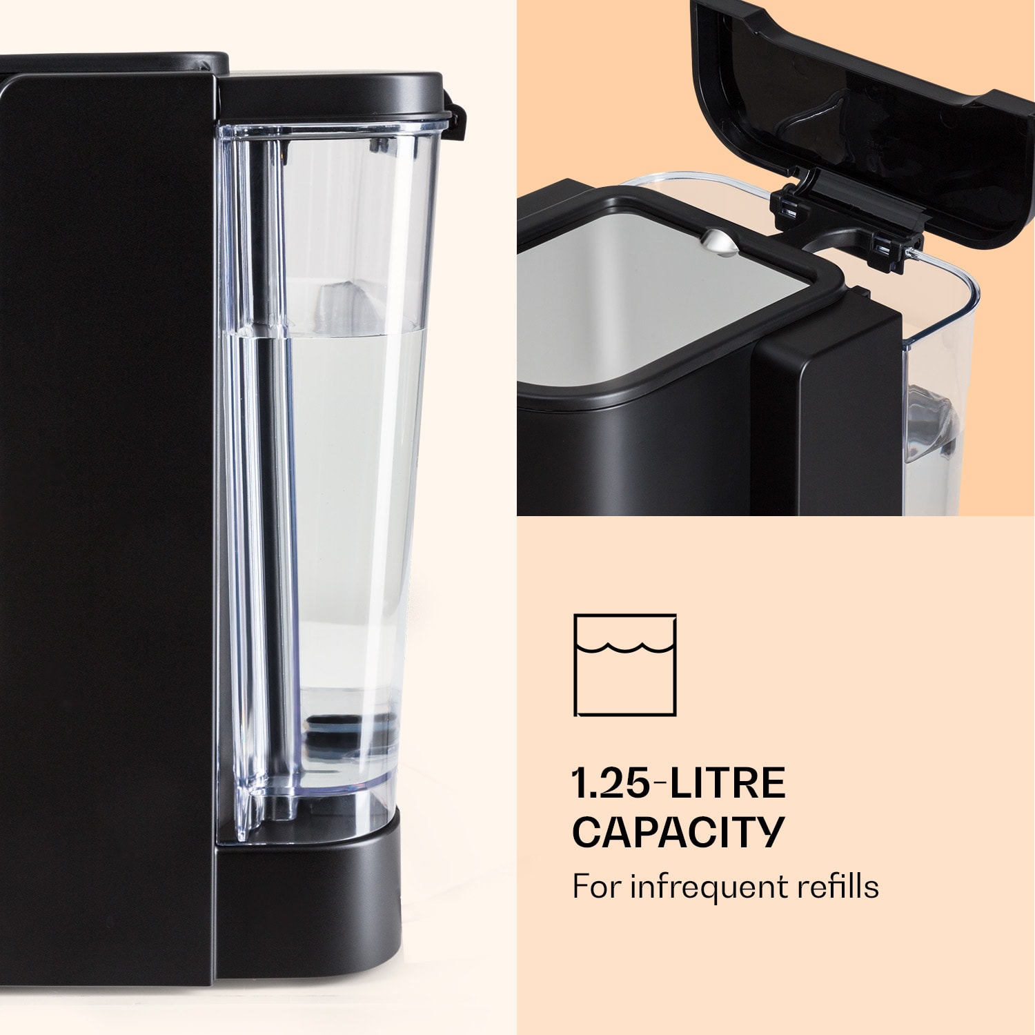 Klarstein Passionata 20, pákový kávovar, 1350 W, 20 bar, 1,25 l, 6 šálok, napeňovač mlieka – Obrázok 4