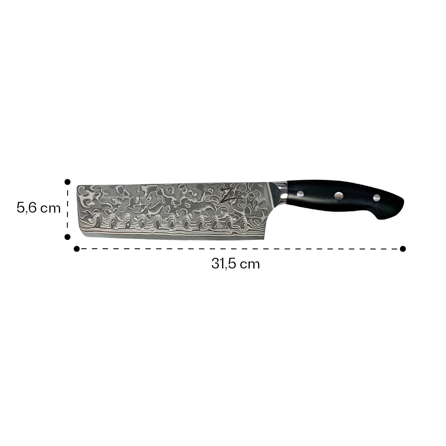 Zelite Infinity by Klarstein Executive-Plus séria, 7" kuchársky nôž nakiri, 61 HRC damašková oceľ – Obrázok 5