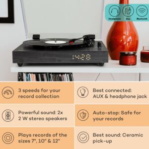 auna TT-Classic Chrono, gramofón, kryt proti prachu, Bluetooth, vrátane reproduktorov, 33/45/78 otáčok/minútu