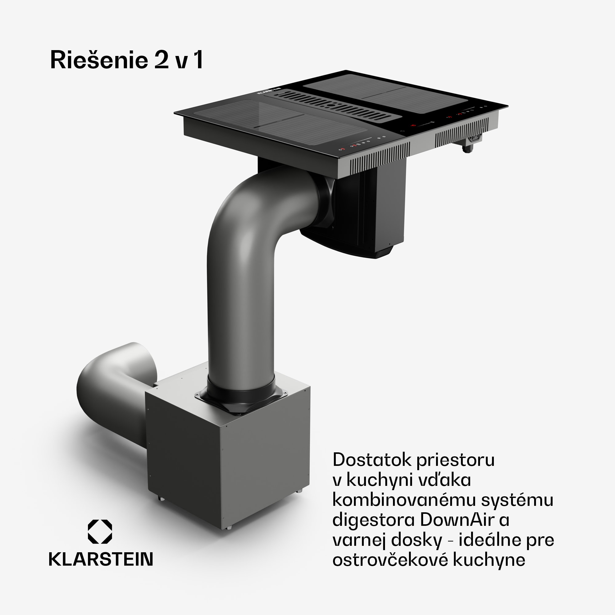 Klarstein Full House 60 Down Air System, indukčný sporák + digestor, 329 m³/h, EEC A – Obrázok 5